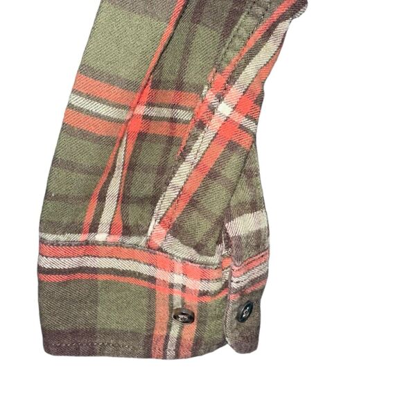 Long Sleeve Checkered Plaid Button Down Flannel Mens Large Green Red Lumberjack - Picture 9 of 16